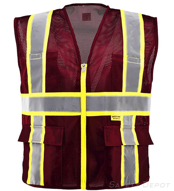 Professional Burgundy Mesh Safety Vest MP40-BUR